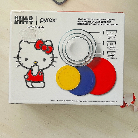 HELLO KITTY 6pc pyrex glass bowls w covers - Picture 2 of 5